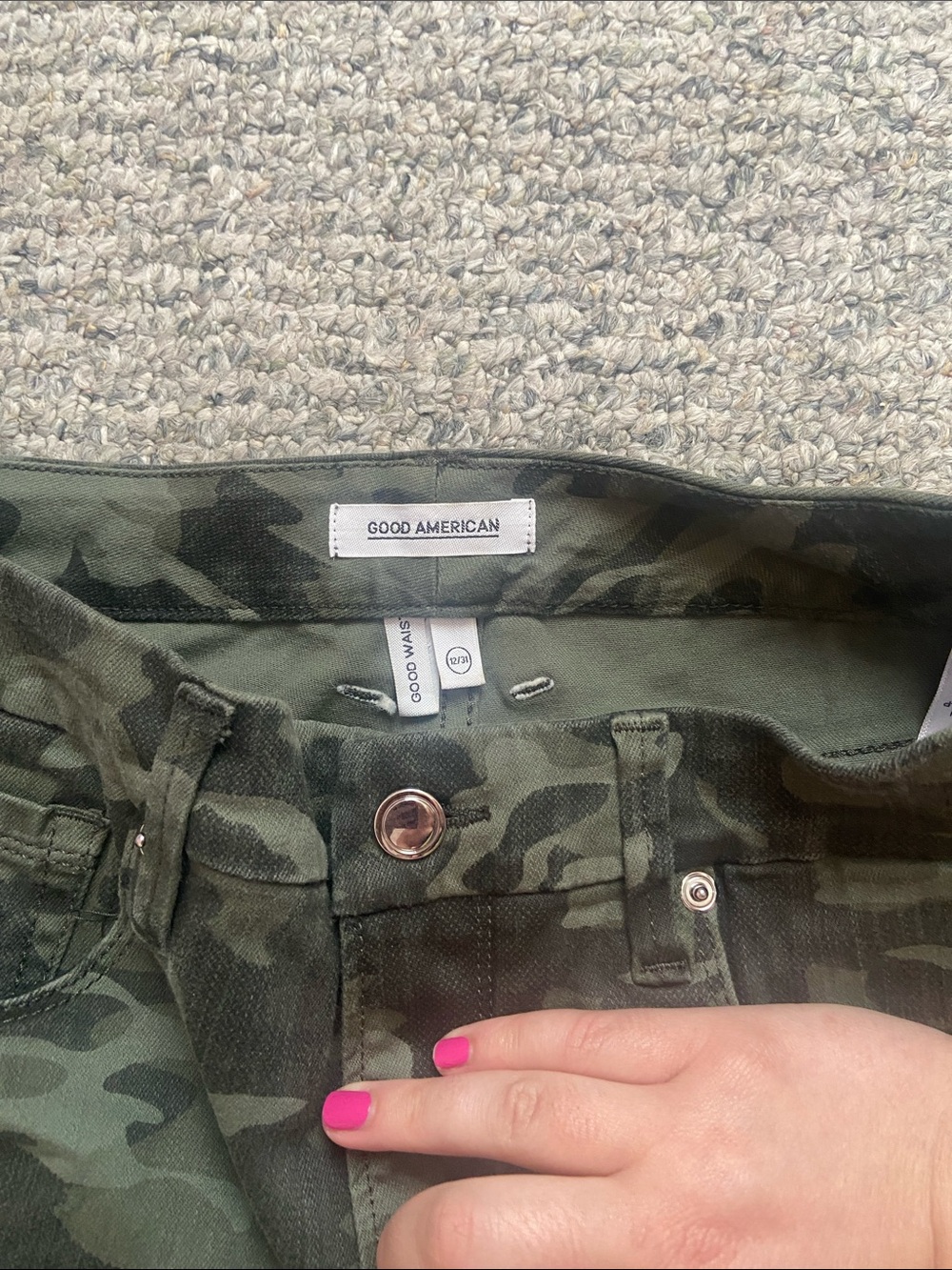 Good American Women's Camouflage High-Rise Jeans in Olive/Treen